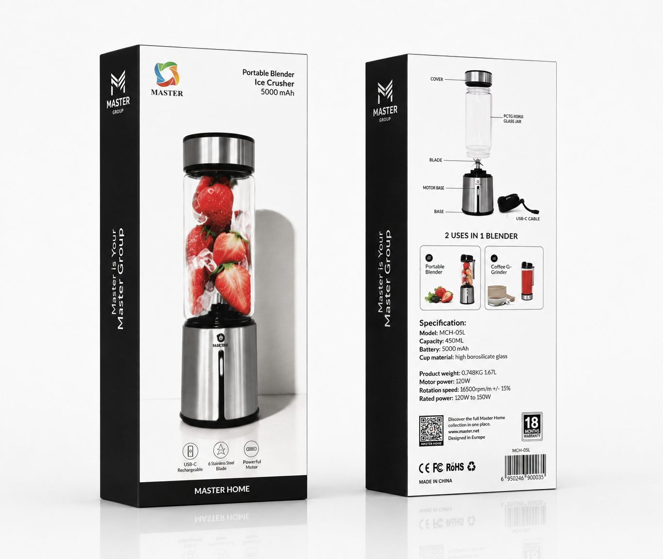 Master portable blender retail packaging