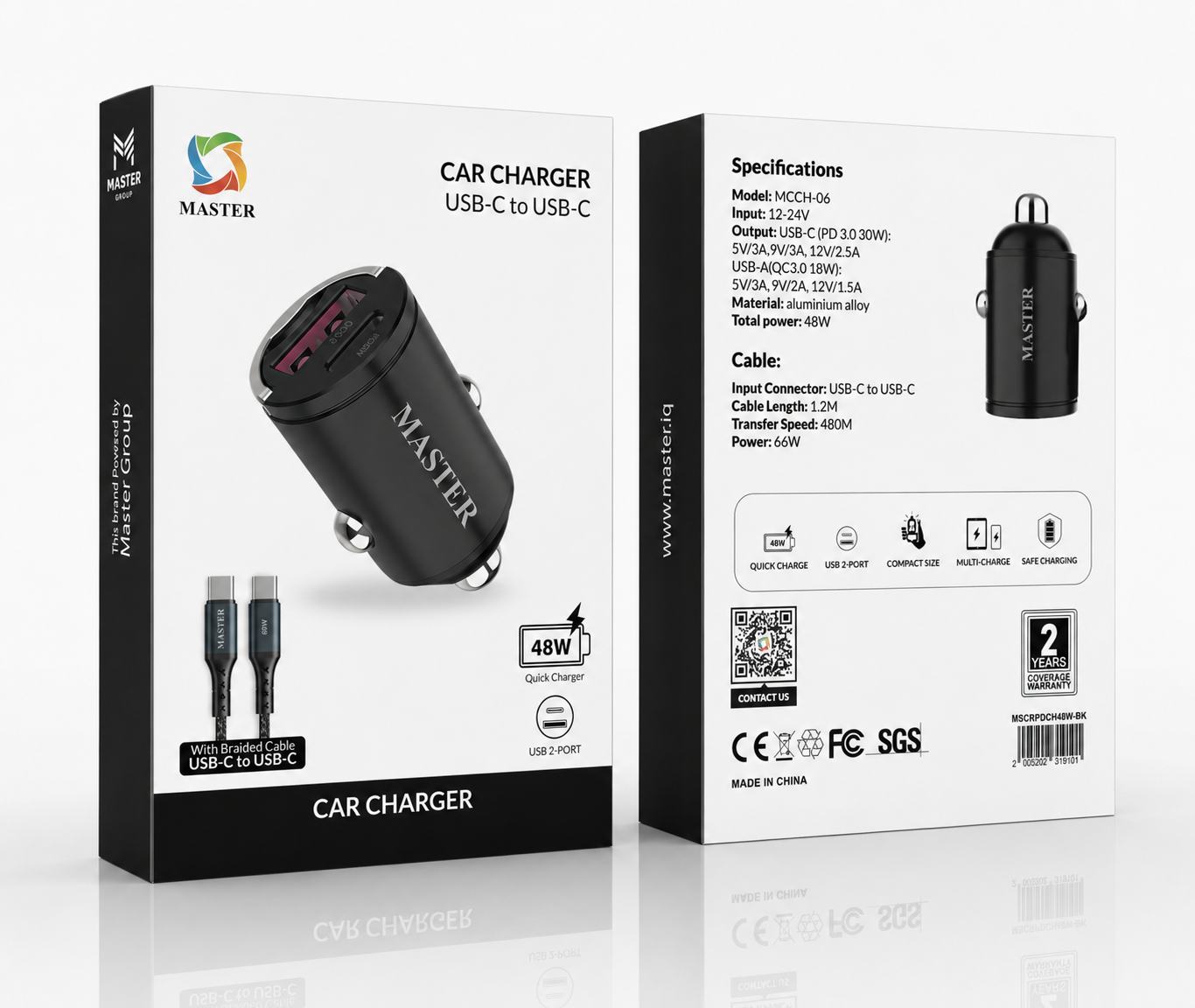 Master car charger retail packaging